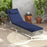 2 Pieces Patio Chaise Lounge Chair with 6-Level Adjustable Backrest and Headrest for Poolside-Navy
