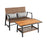 2 Pieces Patio Rattan Coffee Table Set with Shelf and Quick Dry Cushion