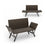 Patio Convertible Sofa for 2 Quick Dry Foam Padded Rattan with Armrests-Gray