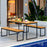 Patio Dining Bench Backless with Slatted Seat and Metal Legs