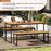 Patio Dining Bench Backless with Slatted Seat and Metal Legs