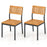 Patio Dining Chair Set of 2 with Metal and Acacia Wood Frame