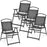Patio Folding Chairs Set of 4 with Cozy Seat Fabric and Heavy-Duty Metal Frame-Gray