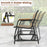 Patio Glider Bench with Curved Teak Armrests and Breathable Fabric Seat for 2 People-Brown