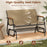 Patio Glider Bench with Curved Teak Armrests and Breathable Fabric Seat for 2 People-Brown