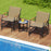 Patio Glider Chair Set of 2 with Curved Teak Armrests and Breathable Fabric Seat-Brown