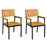 Patio Outdoor Dining Chair Set of 2 with Metal and Acacia Wood Frame