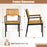 Patio Outdoor Dining Chair Set of 2 with Metal and Acacia Wood Frame