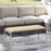 43 Inch Patio Rectangle Ottoman with Metal Legs and Seat Cushion-Beige