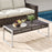 43 Inch Patio Rectangle Ottoman Pack of 2 with Metal Legs and Seat Cushion-Beige