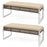 43 Inch Patio Rectangle Ottoman Pack of 2 with Metal Legs and Seat Cushion-Beige