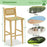 Patio Teak Wood Bar Stool with Rattan Backrest and Seat
