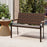Patio Wicker Loveseat Chair with Acacia Wood Armrests and Metal Frame