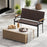 Patio Wicker Loveseat Chair with Acacia Wood Armrests and Metal Frame