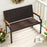 Patio Wicker Loveseat Chair with Acacia Wood Armrests and Metal Frame