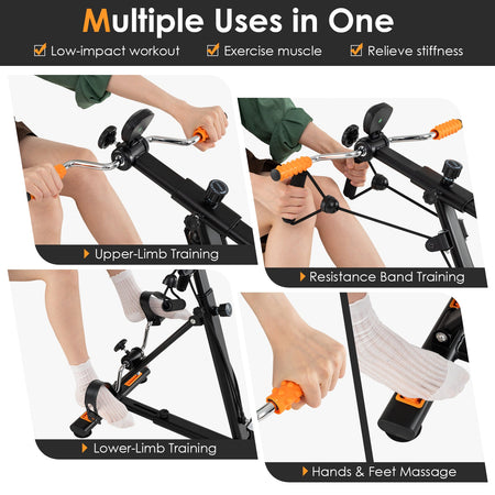 Pedal Exerciser with Adjustable Resistance for Arm and Leg Workout-Orange