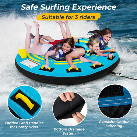 3-Person Inflatable Boat Tube Towable Platform with Double Valves