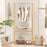 Pine Wood Clothes Rack with 2-Tier Open Storage Shelf for Hanging Clothes-Gray
