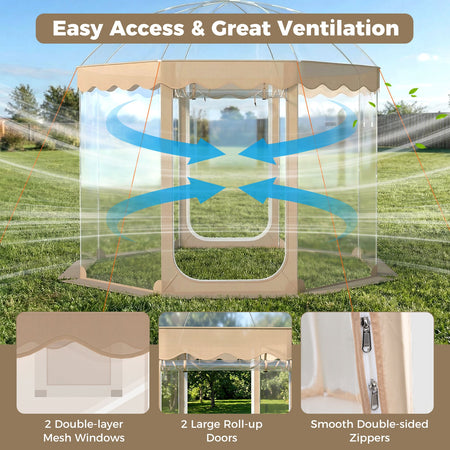 Pop Up Bubble Tent 10x10 FT for 8-10 People Weatherproof Pod with 540° Panoramic Clear PVC