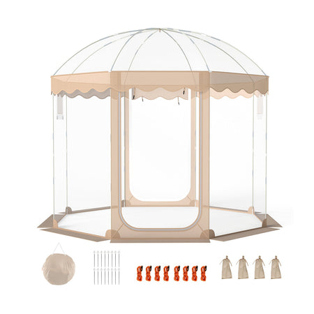 Pop Up Bubble Tent 10x10 FT for 8-10 People Weatherproof Pod with 540° Panoramic Clear PVC