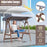 2-Person Porch Swing with Fir Wood Stand and Tilt Canopy-Brown