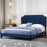 Queen Size Velvet Platform Bed with Button Tufted and Nailhead Trim Headboard-Queen Size
