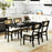 Rattan Dining Chairs Set of 4 Fabric Upholstered Kitchen Chairs with Padded Seat and Rubber Wood Legs-Black
