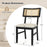 Rattan Dining Chairs Set of 4 Fabric Upholstered Kitchen Chairs with Padded Seat and Rubber Wood Legs-Black