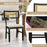 Rattan Dining Chairs Set of 4 Fabric Upholstered Kitchen Chairs with Padded Seat and Rubber Wood Legs-Black