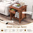 Rattan Nightstand End Table with Drawer and Storage Shelf-Walnut