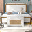 Kids Rattan Toy Storage Box with Flip Top Lid and Safety Hinge Handles-White