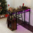 Rectangular Bar Table with Charging Station and LED Light-Rustic Brown