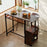 Rectangular Bar Table with Charging Station and LED Light-Rustic Brown