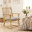 Rocking Chair with Cushion Solid Rubber Wood Rocker with Padded Seat-Natural