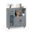 Rolling Kitchen Island with Wheels Drawer and Glass Door Cabinet-Gray
