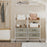 Rolling Utility Storage Cart with 2 Open Shelves and 2 Fabric Drawers-Natural