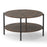 Round Coffee Table 2-Tier Industrial Accent Table with Open Storage Shelf-Rustic Brown