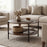 Round Coffee Table 2-Tier Industrial Accent Table with Open Storage Shelf-Rustic Brown