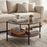 Round Coffee Table 2-Tier Industrial Accent Table with Open Storage Shelf-Rustic Brown