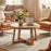 Round Coffee Table for Living Room 30 inch Farmhouse Accent Table with Study Rubber Wood Legs-Yellow