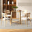 42 Inches Round Glass Dining Table with Tempered Glass Tabletop and Rubber Wood Legs-Natural