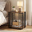 Rubber Wood Side Table with 2-Layer Storage Shelves and Metal Frame-Walnut