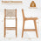 Set of 1 Outdoor Counter Height Bar Stool Woven Paper Rope Patio Barstool with Teak Wood Frame