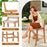 Set of 1 Outdoor Counter Height Bar Stool Woven Paper Rope Patio Barstool with Teak Wood Frame