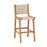 Set of 1 Outdoor Counter Height Bar Stool Woven Paper Rope Patio Barstool with Teak Wood Frame