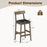 Set of 2 Bar Stools Upholstered with Rubber Wood Legs and Footrests-Oak