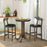 Set of 2 Bar Stools Upholstered with Rubber Wood Legs and Footrests-Oak
