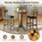 Set of 2 Bar Stools Upholstered with Rubber Wood Legs and Footrests-Oak