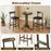 Set of 2 Bar Stools Upholstered with Rubber Wood Legs and Footrests-Oak