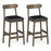 Set of 2 Bar Stools Upholstered with Rubber Wood Legs and Footrests-Oak